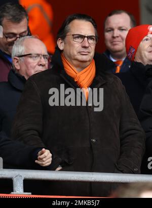 Southampton, UK. 28th Jan, 2023. Blackpool owner Simon Sadler (C) during the The FA Cup match at St Mary's Stadium, Southampton. Picture credit should read: Paul Terry/Sportimage Credit: Sportimage/Alamy Live News Stock Photo