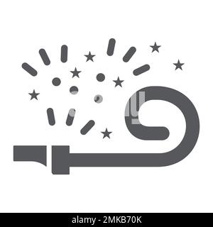 Birthday whistle glyph icon, party and decoration, party whistle sign, vector graphics, a solid pattern on a white background, eps 10. Stock Vector