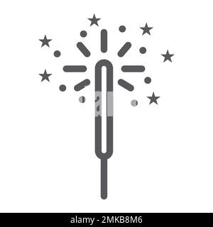 Sparkler line icon, celebration and party, bengal light sign, vector graphics, a linear pattern on a white background, eps 10. Stock Vector