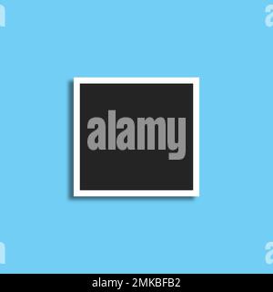 Photo Frame isolated on blue, realistic black frames mock up vector. Empty framing for your design. Vector template for picture, painting, poster, let Stock Vector