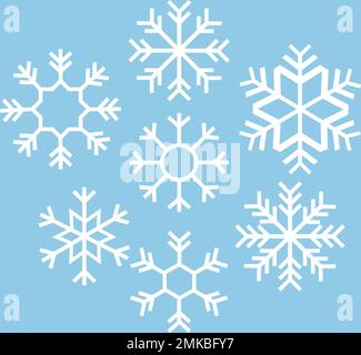 Set Snowflake winter vector icon. Group Snow falling symbol. Collection Ice flack sign. Winter element. Pattern cold crystal Stock Vector