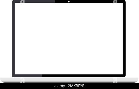 Open laptop mock up personal computer mock up on transparent screen. Modern digital product. vector Stock Vector