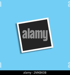 Photo Frame isolated on blue, realistic black frames mock up vector. Empty framing for your design. Vector template for picture, painting, poster, let Stock Vector