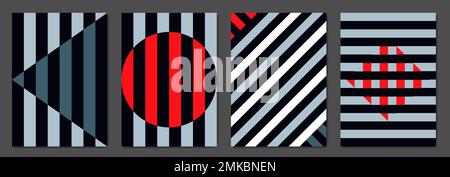 Set of colorblock geometric Covers. Vector backgrounds. Stock Vector