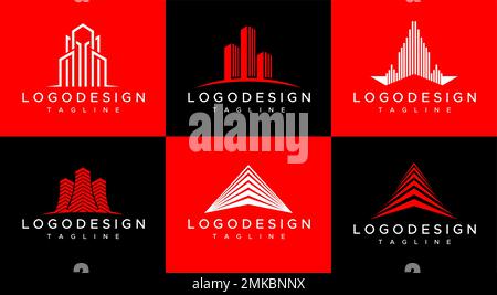 Set of building logo design template. Building logo vector. Stock Vector
