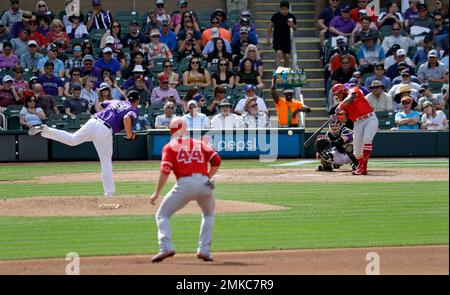 Colorado Rockies relief pitcher Jake McGee pitches during the seventh  inning of a baseball game against the Washington Nationals at Nationals  Park Sunday, April 15, 2018, in Washington. Players throughout Major League