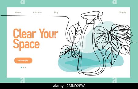 Home cleaning service landing page design concept, illustration of janitors with cleaning tools. Vector illustration Stock Vector