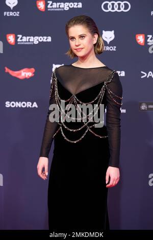 Zaragoza. Spain. 20230128,  Elisabet Casanovas attends Feroz Awards 2023 - Red Carpet at Auditorium on January 28, 2023 in Zaragoza, Spain Credit: MPG/Alamy Live News Stock Photo