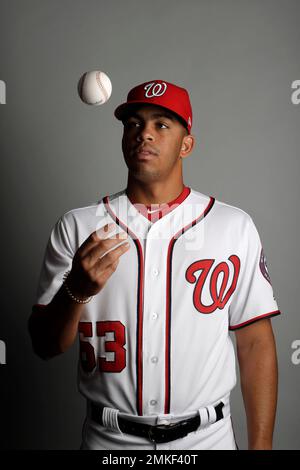 This is a 2023 photo of Luis Garcia of the Washington Nationals baseball  team. This image reflects the Nationals active roster as of Friday, Feb.  24, 2023, when this image was taken. (