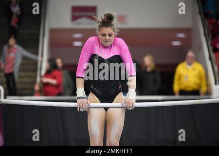 Alabama gymnast Kylie Dickson competes against Arkansas during an NCAA
