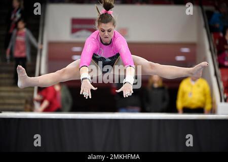 Alabama gymnast Kylie Dickson competes against Arkansas during an NCAA