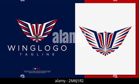 United states wing logo design template. Abstract wing logo design vector. Stock Vector