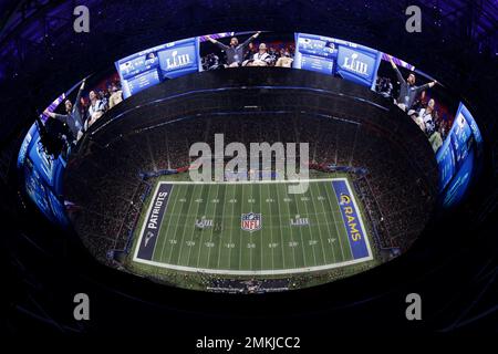 A general overall interior view of Mercedes-Benz Stadium as the Atlanta  Falcons take on the Green Bay Packers during an NFL football game, Sunday,  Sep. 17, 2023, in Atlanta. The Atlanta Falcons