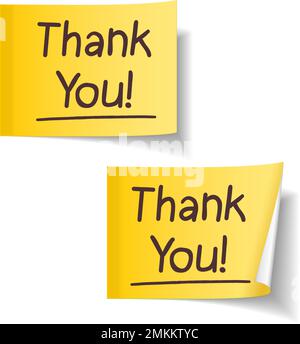 Words 'Thank You' on yellow sticky note, vector eps10 illustration Stock Vector