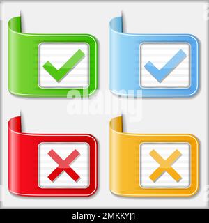 Check and cross symbols, vector eps10 illustration Stock Vector