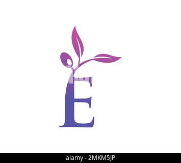 A vector Illustration of Grape Vine Monogram Logo Letter E Stock Vector