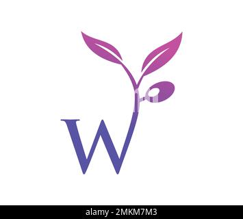 vector illustration of Grape Vine Monogram Logo Letter W Stock Vector