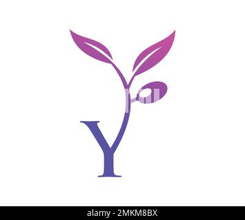 vector illustration of Grape Vine Monogram Logo Letter Y Stock Vector