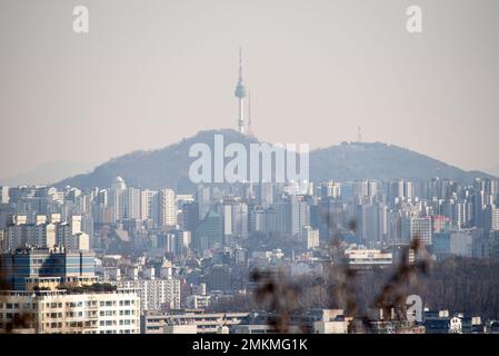 Seoul South Korea capital urban areal cityscape on 28 January 2023 Stock Photo