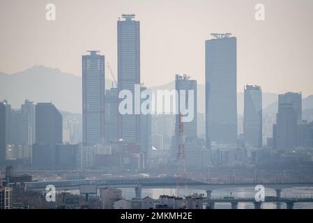 Seoul South Korea capital urban areal cityscape on 28 January 2023 Stock Photo