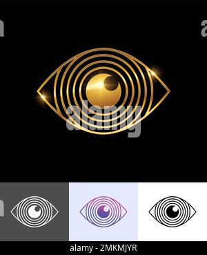 A vector illustration set of Golden Eye Symbol Vector Sign Stock Vector