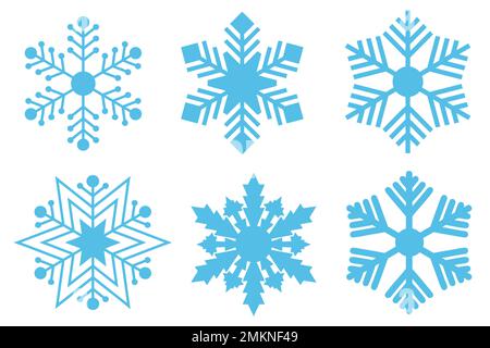 Set of different snowflakes isolated on white Stock Vector