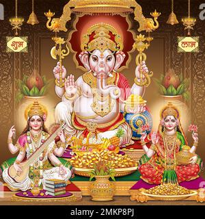 Lord Ganesh, Godess Laxmi, Diwali Pooja Stock Photo