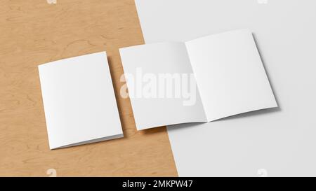 Half-folded flyer A4 booklet mock up Stock Photo
