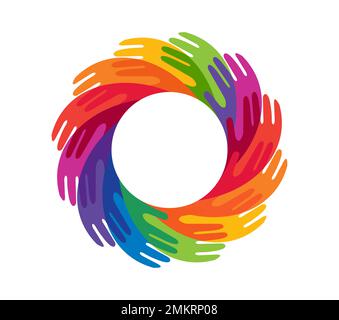 A vector illustration of Circle Multicolor Diversity Hands Vector Sign Stock Vector