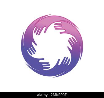 A vector illustration of Circle Multicolor Diversity Hands Vector Sign Stock Vector