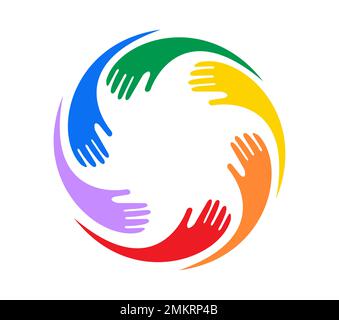 A vector illustration of Circle Multicolor Diversity Hands Vector Sign Stock Vector