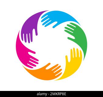 A vector illustration of Circle Multicolor Diversity Hands Vector Sign Stock Vector