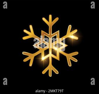 A vector illustration of Golden Snowflake vector Logo Sign Stock Vector