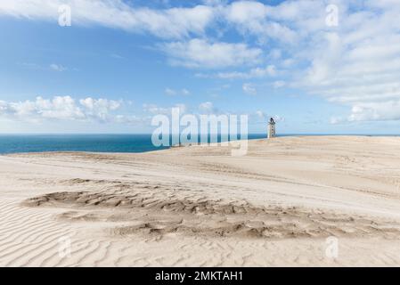 Rubjerg Knude Fyr lighthouse on the Rubjerg Knude shifting sand dune on the North Jutland coast, Denmark Stock Photo