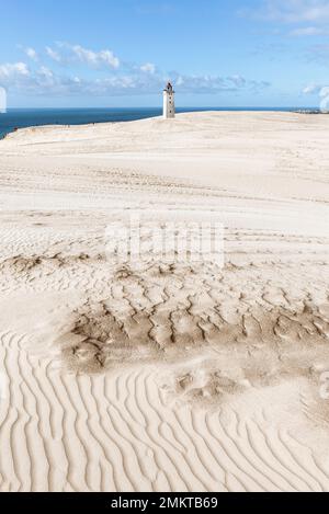 Rubjerg Knude Fyr lighthouse on the Rubjerg Knude shifting sand dune on the North Jutland coast, Denmark Stock Photo