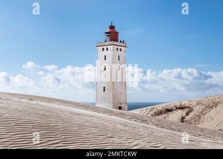 Rubjerg Knude Fyr lighthouse on the Rubjerg Knude shifting sand dune on the North Jutland coast, Denmark Stock Photo