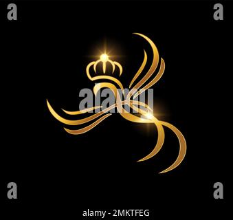 A vector illustration of Golden Luxury Bird King Logo Sign Stock Vector