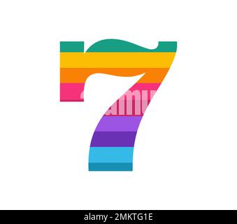 A vector illustration of numerical number seven or 7 in multiple colors vector Stock Vector
