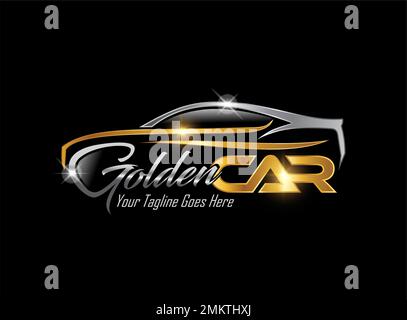 A vector illustration of Golden Luxury car Logo Sign Stock Vector