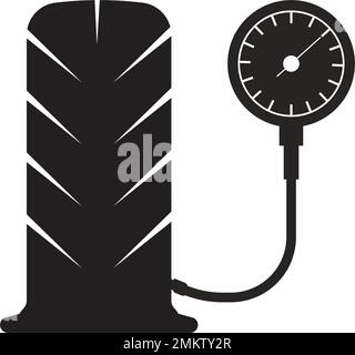 Tire pressure gauge icon.Car wheel with manometer illustration logo design. Stock Vector