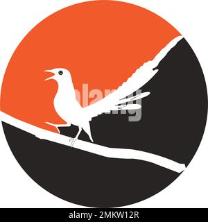 Vector illustration of a super chirping bird. Can be used as a very attractive Logo, Brand and Mascot. Stock Vector