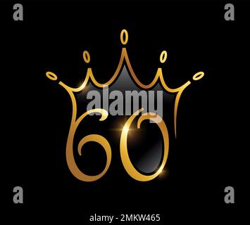 A vector illustration set of Golden Luxury Crown Monogram Number 60 Stock Vector