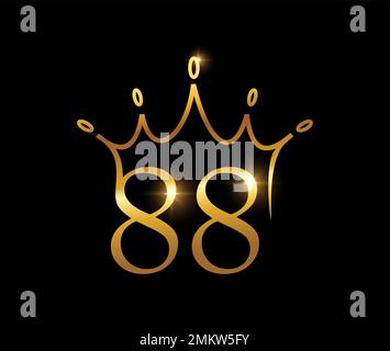 A vector illustration set of Golden Luxury Crown Monogram Number 88 Stock Vector