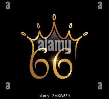 A vector illustration set of Golden Luxury Crown Monogram Number 66 Stock Vector