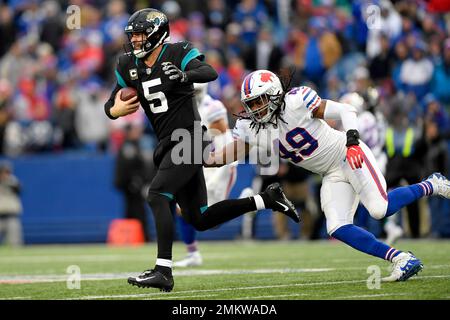 Buffalo Bills linebacker Tremaine Edmunds (49) after catching an  interception during the second half of an NFL football game against the New  England Patriots, Sunday, Jan. 8, 2023, in Orchard Park. (AP