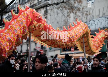 Paris, France - Jan 28 2023, Chinese New Year in Belleville Stock Photo