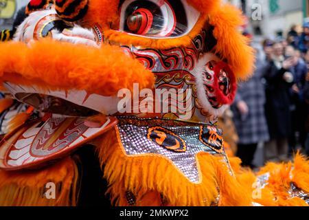 Paris, France - Jan 28 2023, Chinese New Year in Belleville Stock Photo