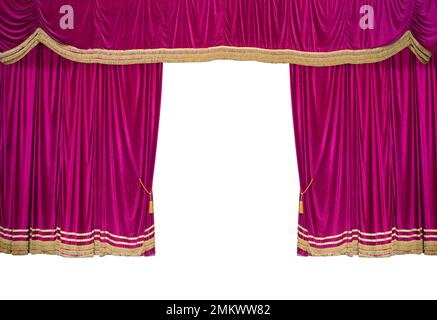 Red velvet cinema and theater curtains, concept of show Stock Photo