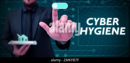 Text caption presenting Cyber Hygiene. Internet Concept steps that computer users take to improve their cyber security Stock Photo