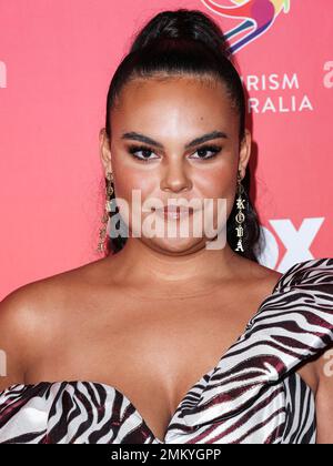 Los Angeles, United States. 28th Jan, 2023. LOS ANGELES, CALIFORNIA, USA - JANUARY 28: Mi-kaisha arrives at the G'Day USA Arts Gala 2023 held at the Skirball Cultural Center on January 28, 2023 in Los Angeles, California, United States. (Photo by Xavier Collin/Image Press Agency) Credit: Image Press Agency/Alamy Live News Stock Photo